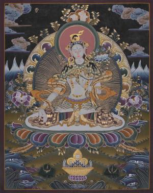 Beautifully Hand-Painted White Tara Thangka | Mother Goddess | Female Bodhisattva Painting